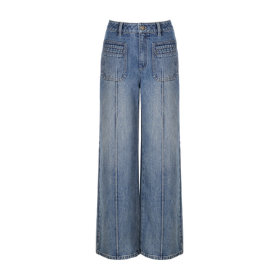 LYNEE复古阔腿牛仔裤春夏新品
