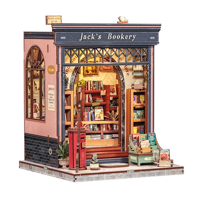 CuteBee杰克藏书室手工diy小屋微缩场景模型屋拼装积木生日礼物女