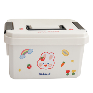 学生手提收纳箱家用医药箱双层分格整理箱大容量化妆品文具储物盒