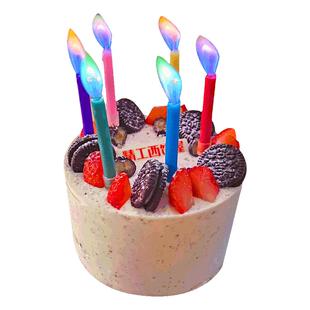 网红ins生日蛋糕浪漫气氛创意彩焰蜡烛灯浪烛光晚餐场景布置表白