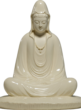 晟美陶瓷莲蓬观音佛像客厅家用供奉观世音菩萨摆件南海观世音神像