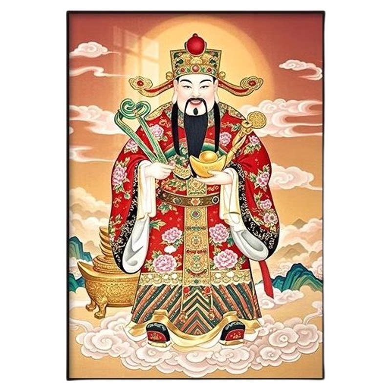 新中式财神爷招财客厅中堂挂画