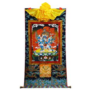 普巴金刚唐卡挂画像 西藏式装裱矿物颜料客厅壁画心装饰画心-现货