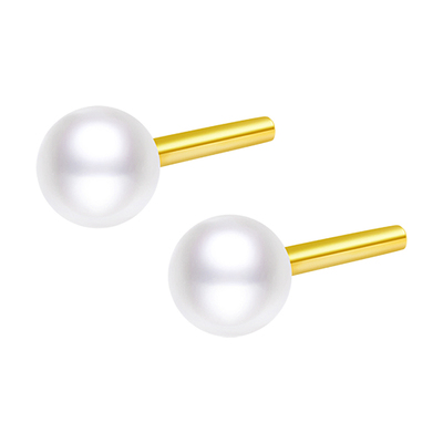 百利金珠宝优雅珍珠耳钉足金耳棒
