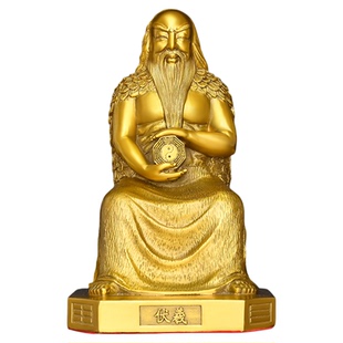 铜伏羲人物铜像摆件黄铜人文先始三皇之一神像工艺品玄关客厅装饰