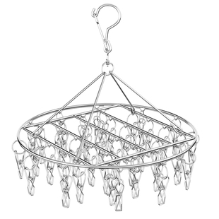 晾衣架多夹子不锈钢防风晾衣夹多功能特大特粗圆盘挂钩晾袜子神器