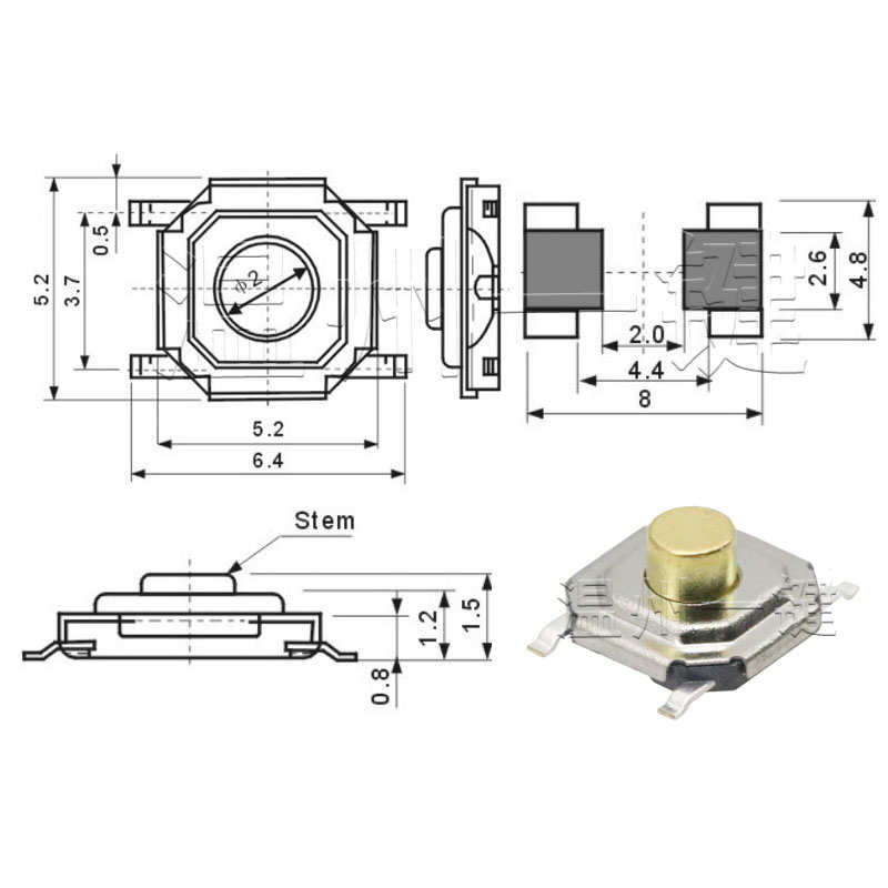 4*4编带轻触开关4脚贴片耐高温防水防尘超薄微动按键开关多高度