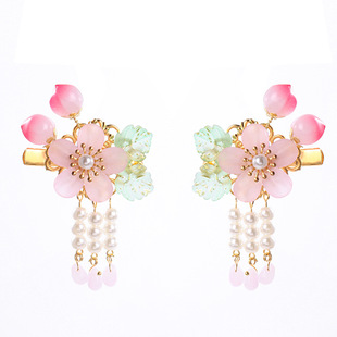 宝宝发夹中国复古风女童发饰女孩汉服头饰儿童仙气古装飘丝带发夹