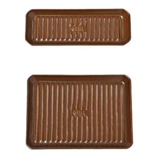 日本进口Meister Hand陶制波纹烤盘户外烤鱼盘家用托盘可微波餐盘