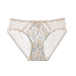 天国花园内裤女士蕾丝刺绣花朵蝴蝶结撞色性感网纱波点三角裤早春