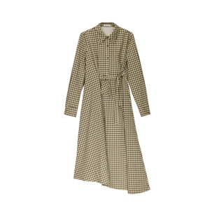 南洋花砖/ MSLAN商场同款复古不规则格纹长连衣裙MGAT249