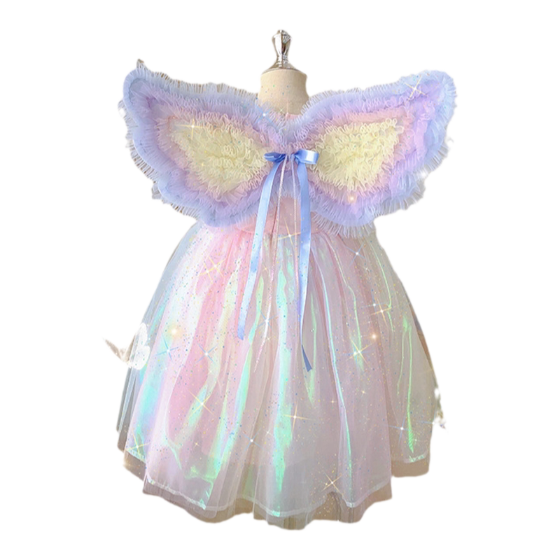 六一节儿童舞蹈服公主裙女童彩虹裙生日礼服纱裙蓬蓬裙演出连衣裙