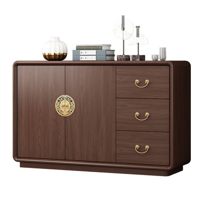 新中式餐边柜一体酒柜全实木储物柜客厅靠墙茶水柜厨房收纳碗柜子