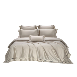 欧式轻奢100支全棉镂空纯色四件套长绒棉简约纯棉高级感床上用品