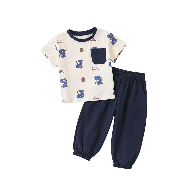 男童短袖套装夏季新款衣服小儿童纯棉卡通印花两件套宝宝上衣裤子