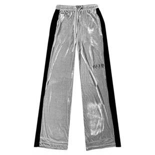 DETW 25AW*银丝绒2000s运动复古街头高级设计松弛感直筒卫裤男女