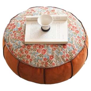 美式轻奢圆形坐墩客厅懒人沙发看书中古脚踏榻榻米飘窗垫可拆洗