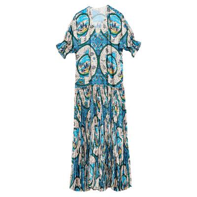 COMMEMOI廓形印花长款连衣裙