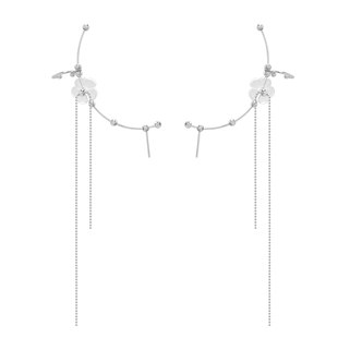 BING雨后花园 设计款精灵耳轮廓耳骨夹纯银一体耳环超闪流苏耳饰