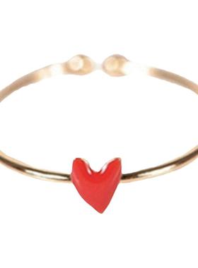 马卡龙小红心戒指少女心黄金18K