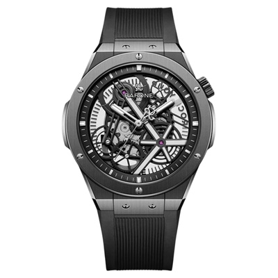 雷诺镂空运动男士夜光机械手表