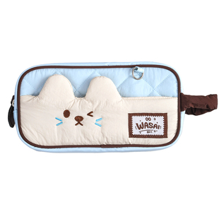 现货 机灵姐原创笔袋哇塞女孩大容量ins风日系可爱铅笔袋文具盒薄巧小猫简约小众不撞款新年礼物初中生高中生