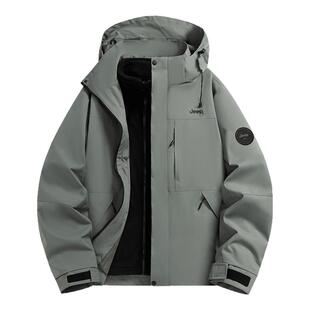 Jeep吉普户外冲锋衣夹克男女款三合一羽绒服防风防泼水登山服外套