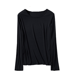 春秋款莫代尔长袖大码纯色打底衫内搭秋衣薄款简约舒适圆领上衣女