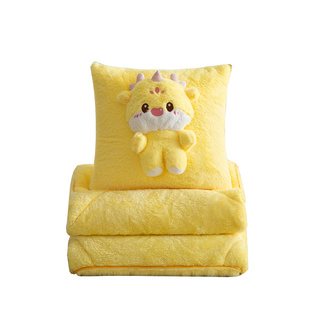 毛毯被子二合一冬季加厚兔毛绒车载抱枕小毯子两用办公室午睡盖毯