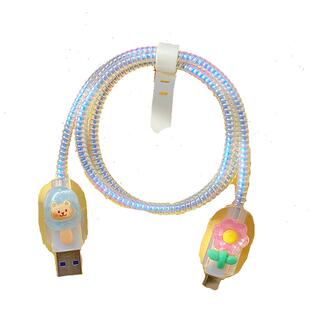 适用 通用数据线保护套苹果oppo华为小米安卓vivo充电器头usb咬