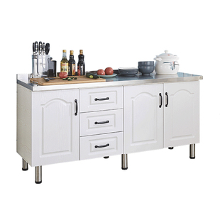 厨房橱柜不锈钢灶台柜橱柜一体家用简易碗柜租房用组装整体餐边柜