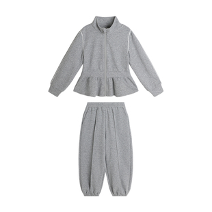 布丁哈鲁童装春装女童2026春季新款儿童针织上衣百搭长裤套装