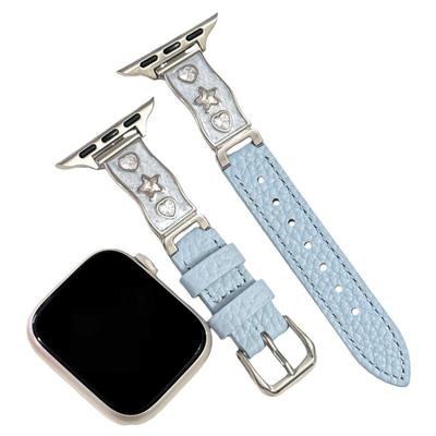 心星闪钻金属牛仔高级感苹果表带