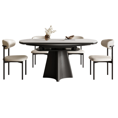 政府补贴蓝色理想岩板餐桌椅组合法式复古小户型家用方圆两用餐桌