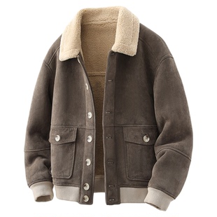 羊羔毛皮毛一体外套男女同款2025新款冬季加绒加厚棉袄羊羔绒夹克