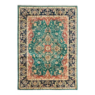 视觉味道阿富汗进口客厅绿色羊毛地毯手工打结波斯工艺高级感卧室