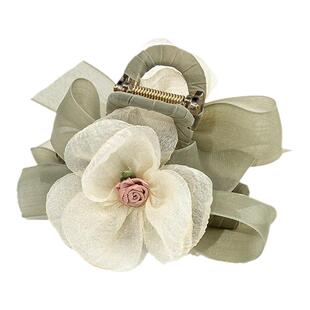 铂思亚国风白玉兰发夹女新中式花朵抓夹优雅气质盘发鲨鱼夹头饰