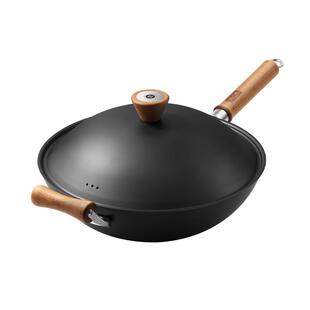 张小泉传统老式无涂层家用炒菜大圆底加厚明火燃气专用无涂层炒锅