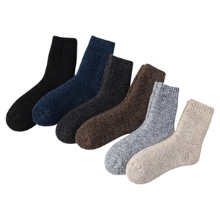 东北防寒羊毛中筒袜男士抗寒保暖蓄热加绒加厚冬季北方巨厚地板袜
