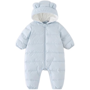 童泰婴儿羽绒服宝宝连体衣冬季外出抱衣连帽哈衣爬服冬装加厚款