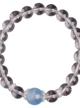 天然水晶海蓝宝收藏级白水晶手串