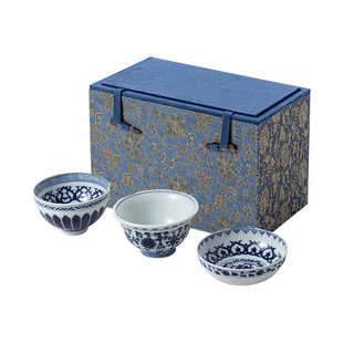 景德镇官方陶瓷主人杯明永乐青花缠枝莲压手杯鸡心杯手绘高端茶杯