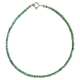 极细天然原矿绿松石小米珠单圈手链绿色系清新小众银扣文玩礼物女