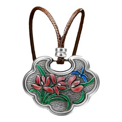 老江湖男女纯银珐琅如意锁