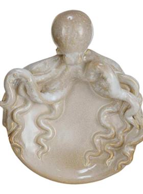 现 纽约下城公园进口深海神长须章鱼红彤龙虾陶瓷装饰皂盒杂物盘