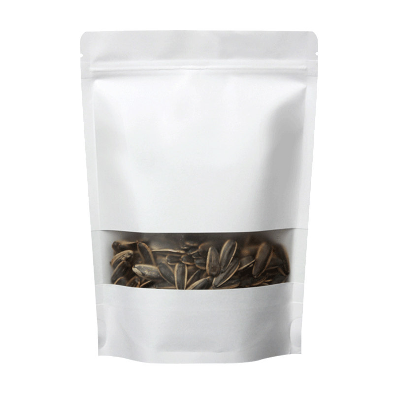 白色牛皮纸袋子磨砂开窗自封袋茶叶干果自立袋密封食品包装袋定制