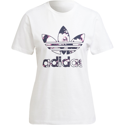 Adidas/阿迪达斯正品三叶草女士圆领logo印花经典运动短袖H20407