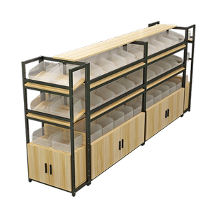 超市散称零食货架展示架食品展示柜散装糖果饼干单面靠墙多层中岛