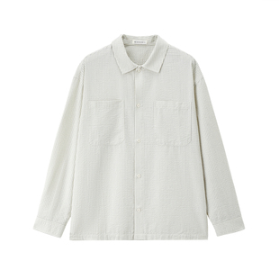 设计师款佐丹奴2026年春纯棉泡泡纱条纹肌理感衬衫男长袖18045805