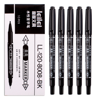 小双头记号笔儿童绘画勾线笔黑色/红色/蓝色水性笔笔标记笔细批发